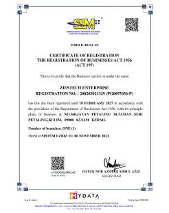 SSM Sijil Pendaftaran Perniagaan